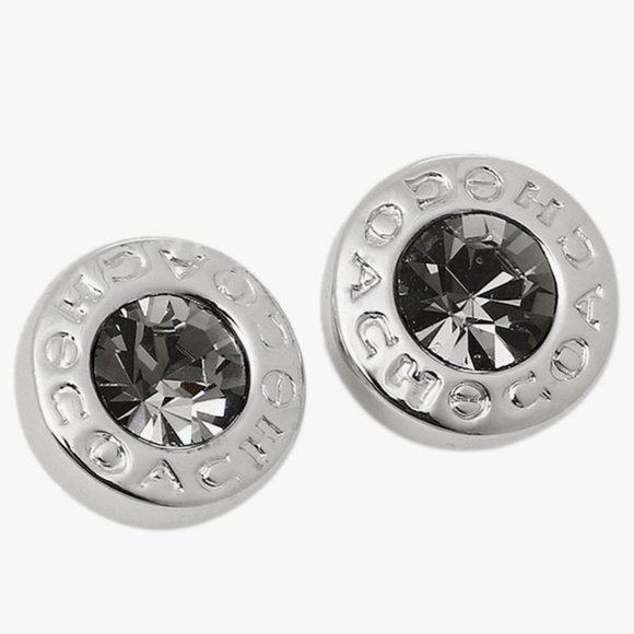NEW COACH Silver Open Circle Stone Strand Earring studs - Picture 1 of 3